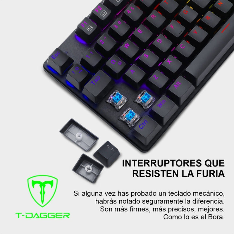 Teclado Gamer Mecánico Tkl T-dagger T-tgk315 Bora Rgb Negro Español