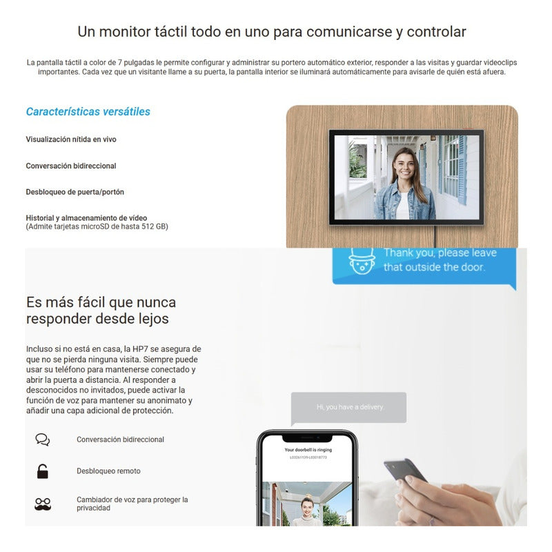 Video Portero Digital Inteligente 3mp Wifi, Ezviz Hp7