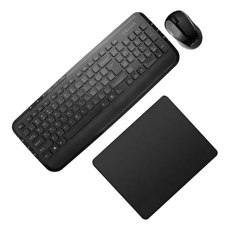 Combo Inalámbrico Delux Multimedia + Pad Mouse Small 25x21cm