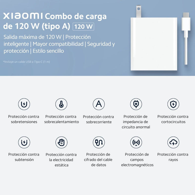 Xiaomi Turbo Cargador 120w + Cable Usb Tipo-c, 100% Original