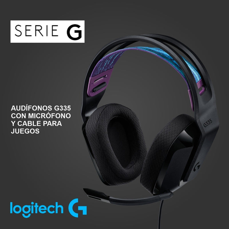 Diadema Gamer Logitech G335 / Color & Confort, Pc, Ps5, Xbox Negro