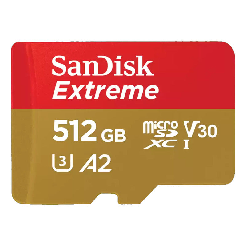 Memoria Micro SD 512GB SanDisk Extreme 190MB/s A2 V30 U3 4K UHD GoPro Drone con Adaptador SD - Original