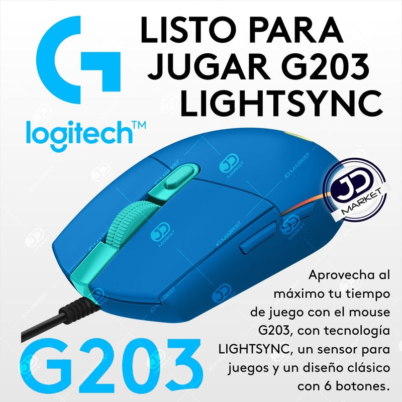 Mouse Gamer Logitech G203 Lightsync Rgb / 8000dpi - Azul