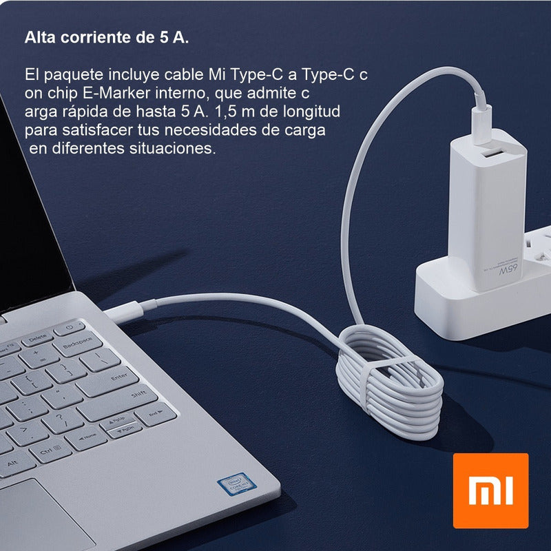 Cargador De Pared Xiaomi Puerto Dual Tipo A Y C 65w Gan 1a1c