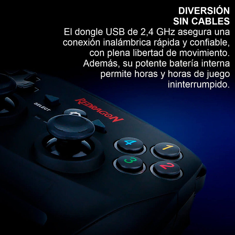 Control Gamepad Inalámbrico, Redragon Harrow G808, Pc / Ps3 Negro