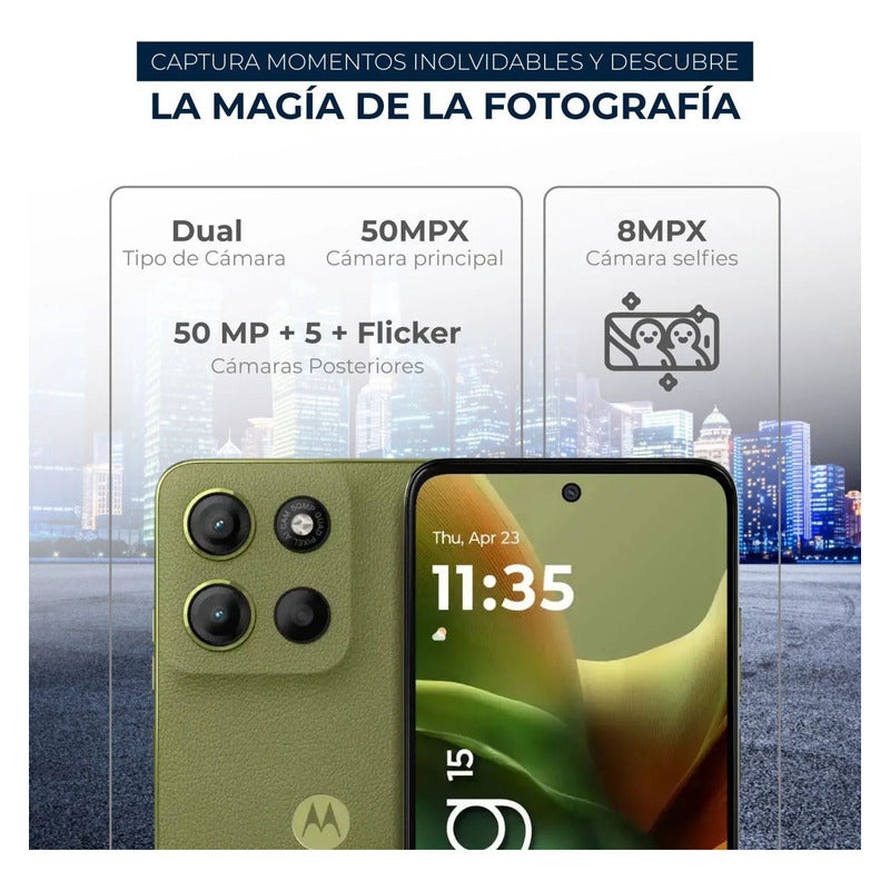 Celular Motorola G15 Dual Sim 4G, 6.72'' 256GB/4GB+8GB (RAM Boost) 50MP 5200mAh, Verde