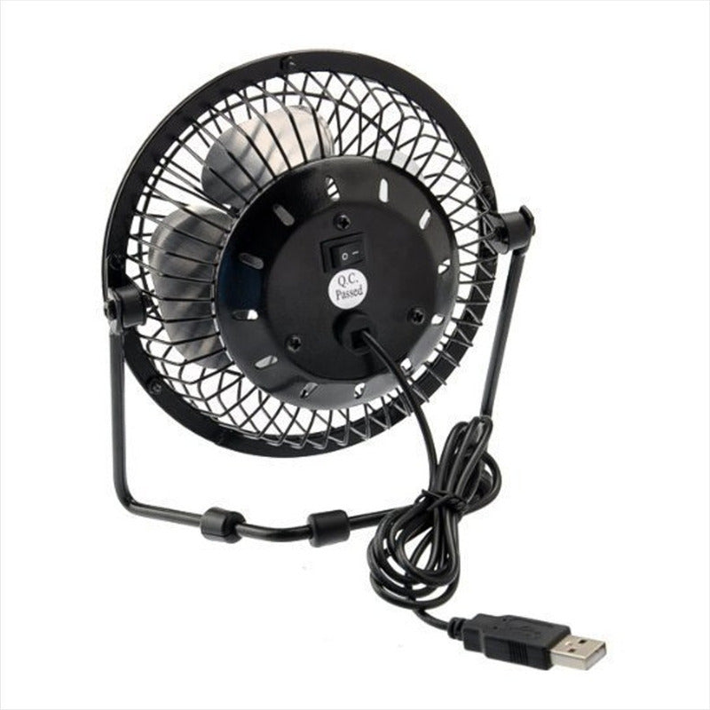 Ventilador Usb Portátil 15cm Para Pc, Metálico / Ajustable Negro