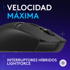Mouse Gamer Inalámbrico Logitech G309 LIGHTSPEED Bluetooth Sensor HERO 25K Switches LIGHTFORCE - Negro