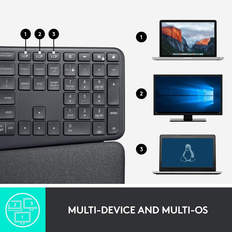 Teclado Ergonómico Dividido Logitech ERGO K860, Inalámbrico Bluetooth
