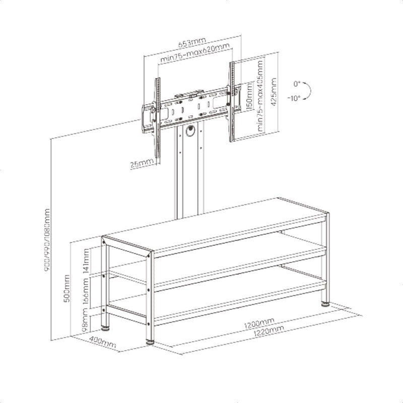 Soporte Tv 37''»70''/40kg + Mueble 3 Estantes Techgo Mstv-1s