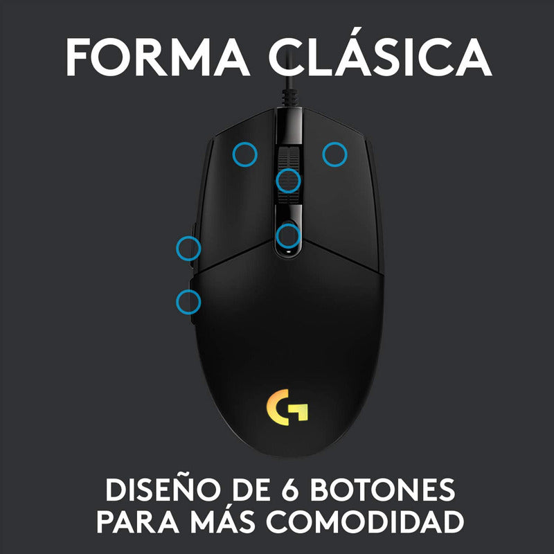 Combo Gamer Teclado Logitech G213 + Mouse G203 + Diadema G335
