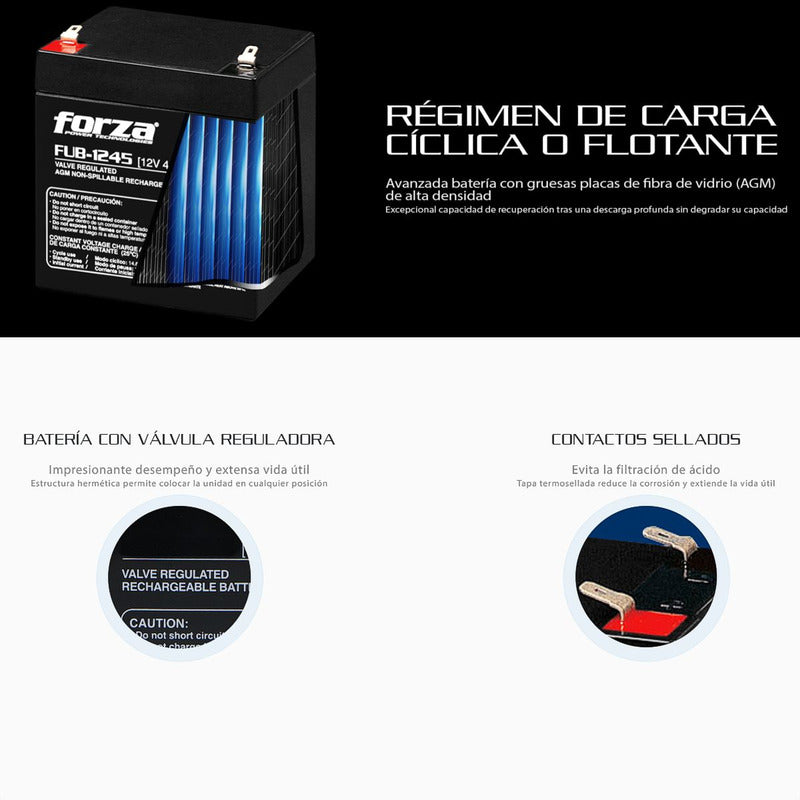 Batería Recargable 12v/4.5ah Forza Fub-1245 Para Ups Alarmas