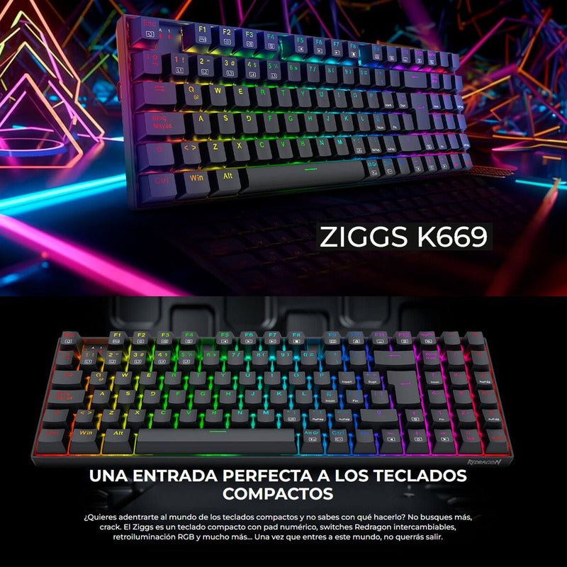 Teclado Gamer Redragon Ziggs K669-rgb 94 Teclas, Sw Red, Esp