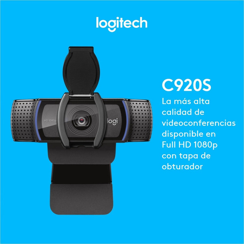 Cámara Web Logitech C920s Pro Webcam Videochat Full Hd 1080p Negro