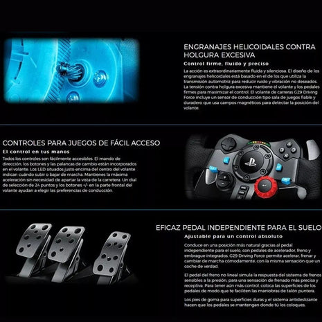 Timón de Carreras Logitech G29 Driving Force Feedback PS5 PS4 PC + Palanca Shifter de 6 Cambios