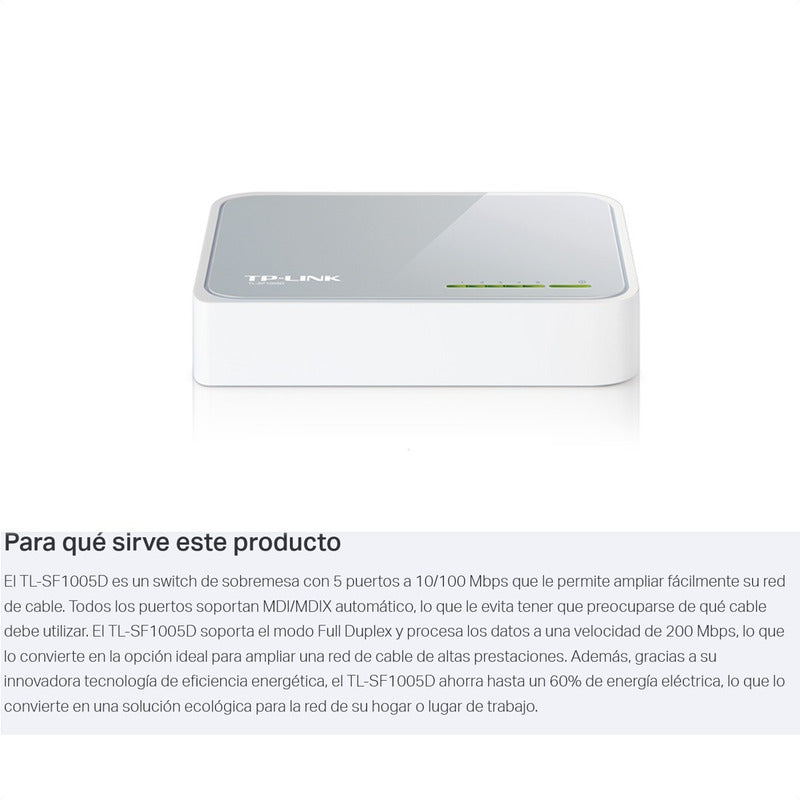 Switch De Escritorio De 5 Puertos 10/100, Tp-link Tl-sf1005d