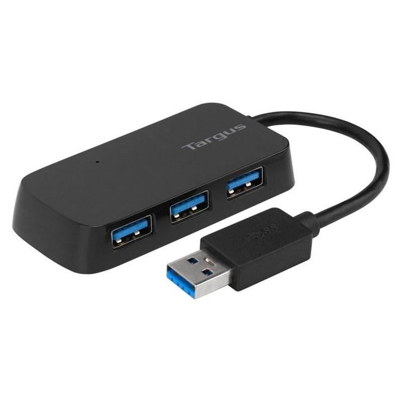 Hub USB 3.0 de 4 Puertos Targus ACH124US con Diseño Compacto y Protección Sobrecorriente - Negro