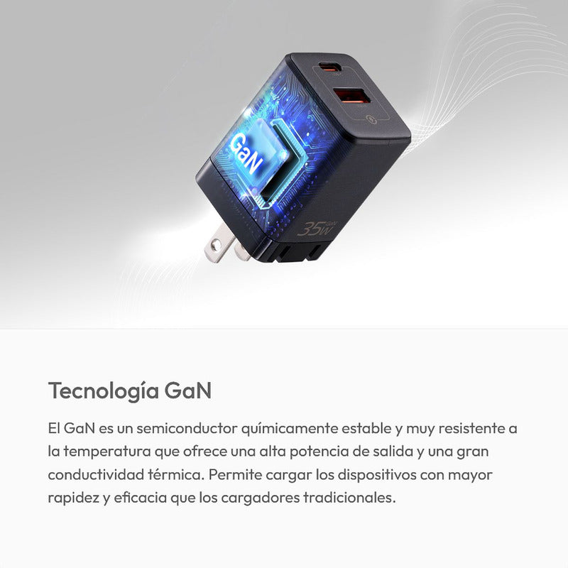Cargador Rápido Compacto Adata Gan 35w 2en1 Usb-a/usb-c, Blk