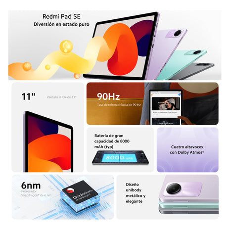 Xiaomi Redmi Pad Se, Tablet 11'' Fhd+, 256gb/8gb, 8mpx, Lvd