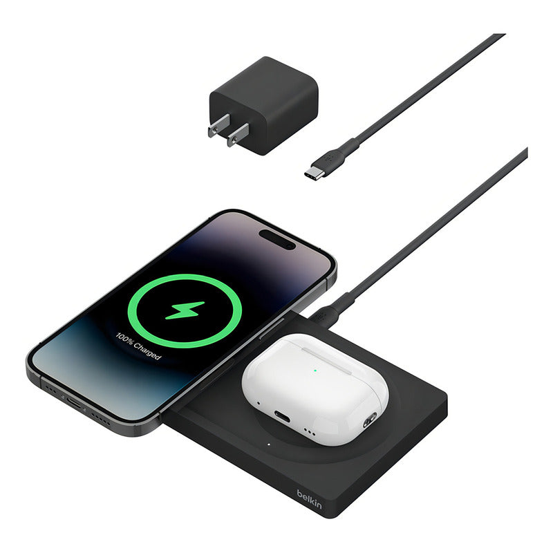 Base Carga 2en1 Wireless Magsafe Belkin Boostcharge Pro 15w Color Blanco