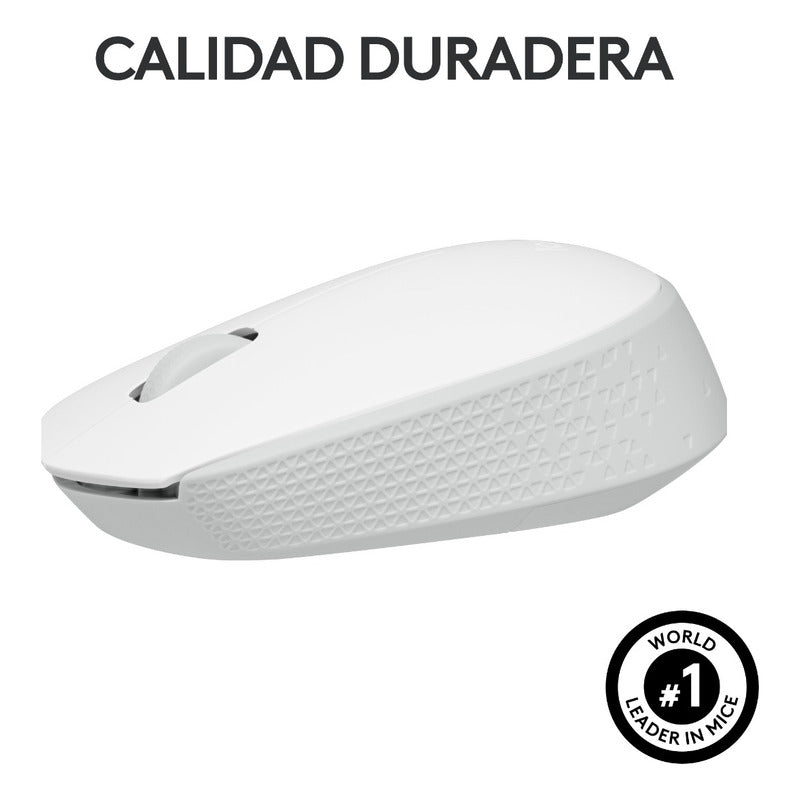 Mouse Inalámbrico Logitech M170 Receptor USB 2.4GHz Batería 12 Meses Diseño Portátil Ambidiestro - Blanco