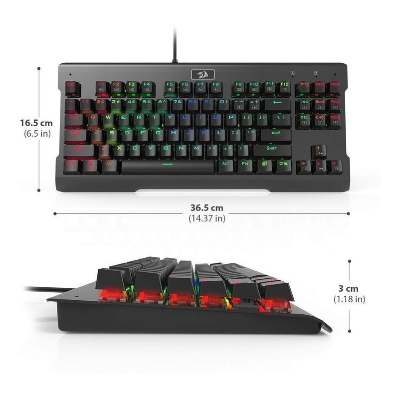 Teclado Gamer Mecánico Redragon K561 Visnu, Retroiluminado Negro Español Latinoamérica