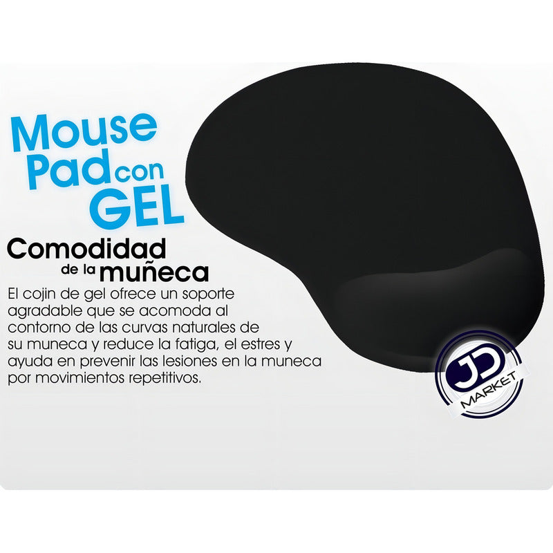 Pad Mouse Ergonómico Con Apoyo En Gel Para La Muñeca - Negro