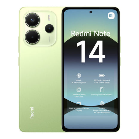 Celular Xiaomi Redmi Note 14 Dual SIM 4G, AMOLED 6.67'' 256GB/8GB Cámara 108MP IP54 5500mAh/33W, Verde