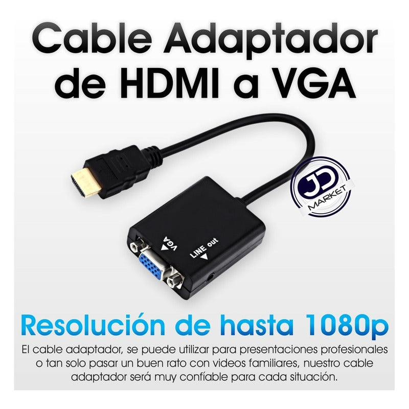 Cable Adaptador / Convertidor De Puerto Hdmi A Vga Con Audio