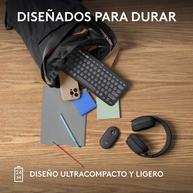 Combo Logitech Bluetooth: Teclado K380s + Mouse M350s, Negro