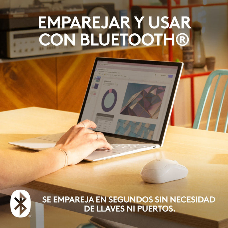 Mouse Bluetooth Logitech M240 Silent Un 90% Silencioso, Wht