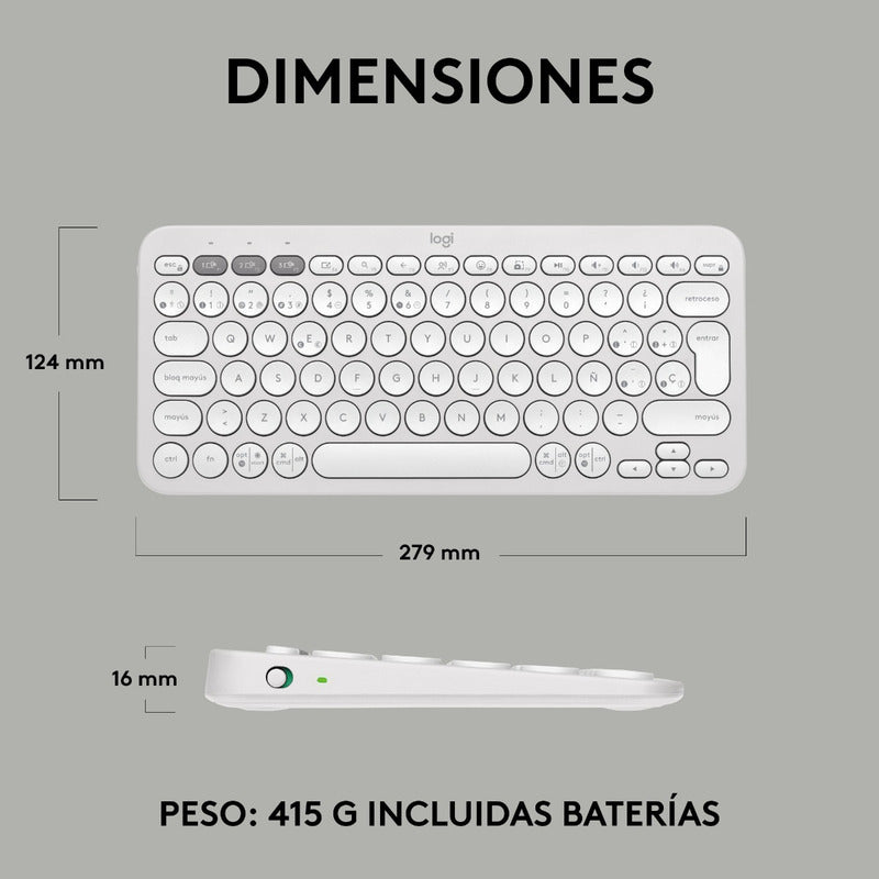 Teclado Bt Multidispositivo Logitech Pebble Keys 2 K380s, Wh