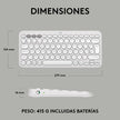 Teclado Bt Multidispositivo Logitech Pebble Keys 2 K380s, Wh