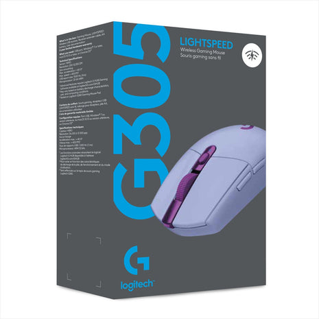 Mouse Gamer Inalámbrico Logitech G305 LIGHTSPEED Sensor HERO 12000 DPI 6 Botones Programables - Lila