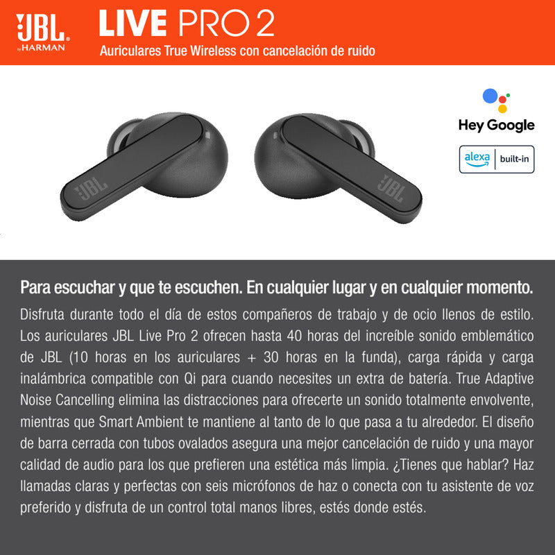 Audífonos Inalámbricos Jbl Live Pro 2 Tws / Bluetooth, Blk