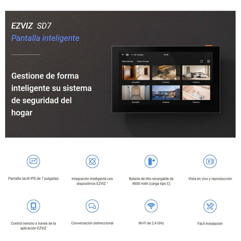 Monitor Táctil Inteligente De Seguridad Smart Home Ezviz Sd7