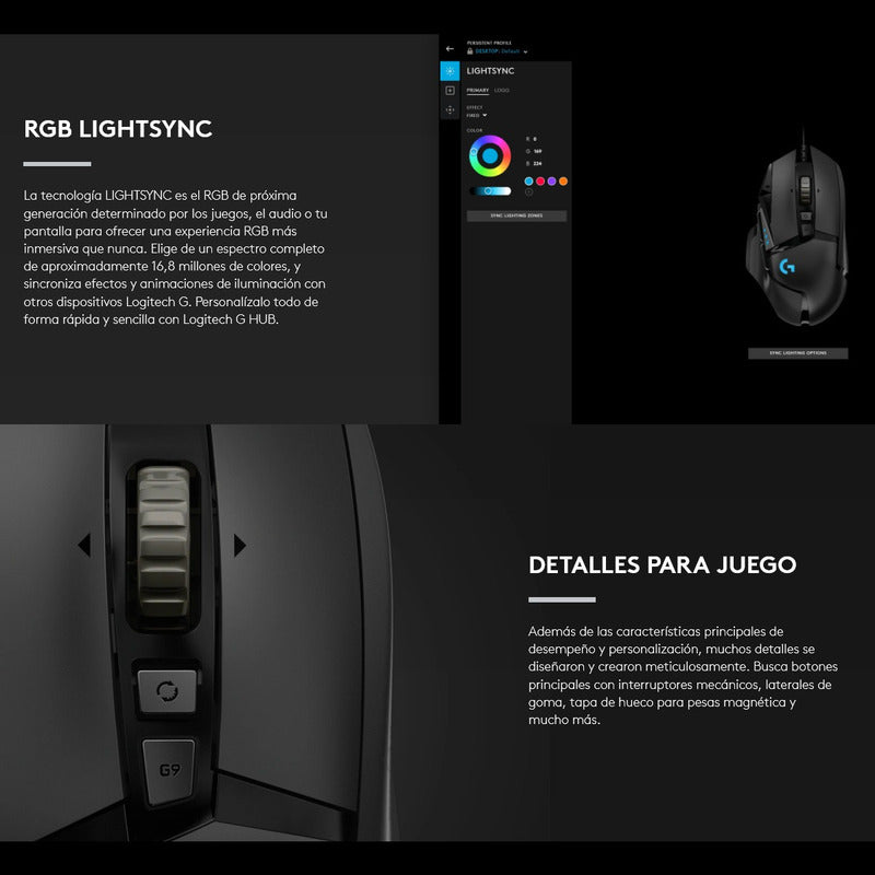 Mouse Gamer Logitech G502 Hero, Programable / Rgb / 25600dpi Negro
