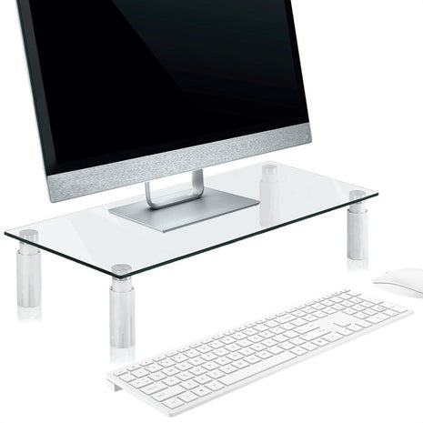 Soporte Elevador Monitor Vidrio Templado Techgo Bma-11 Base Ajustable Ergonomica Mesa Pc Laptop 2 Niveles