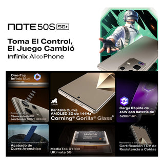 Celular Infinix Note 50S Dual SIM 5G AMOLED 6.78" Curva 256GB 16GB(8+8) 64MP Sony IP64 5200mAh 45W - Gris