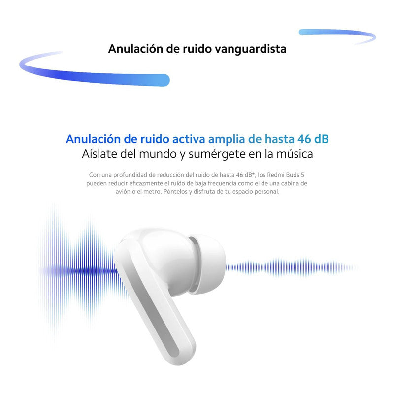 Xiaomi Redmi Buds 5, Auriculares Táctil Anc Manos Libres, Wh