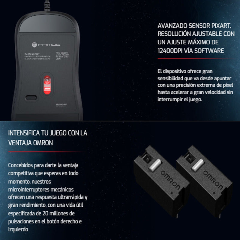 Mouse Gamer Primus Gladius 12400t, Ed. Star Wars Darth Vader