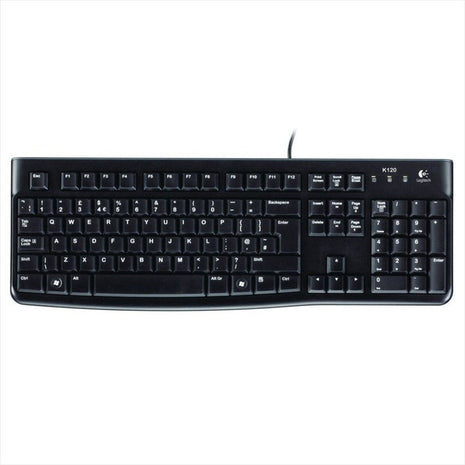 Teclado con Cable Logitech K120 Diseño Resistente a Salpicaduras USB Plug and Play