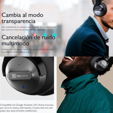 Auriculares Inalámbricos ANC Premium Klip Xtreme KNH-750BL con Audio Hi-Fi y 4 Micrófonos