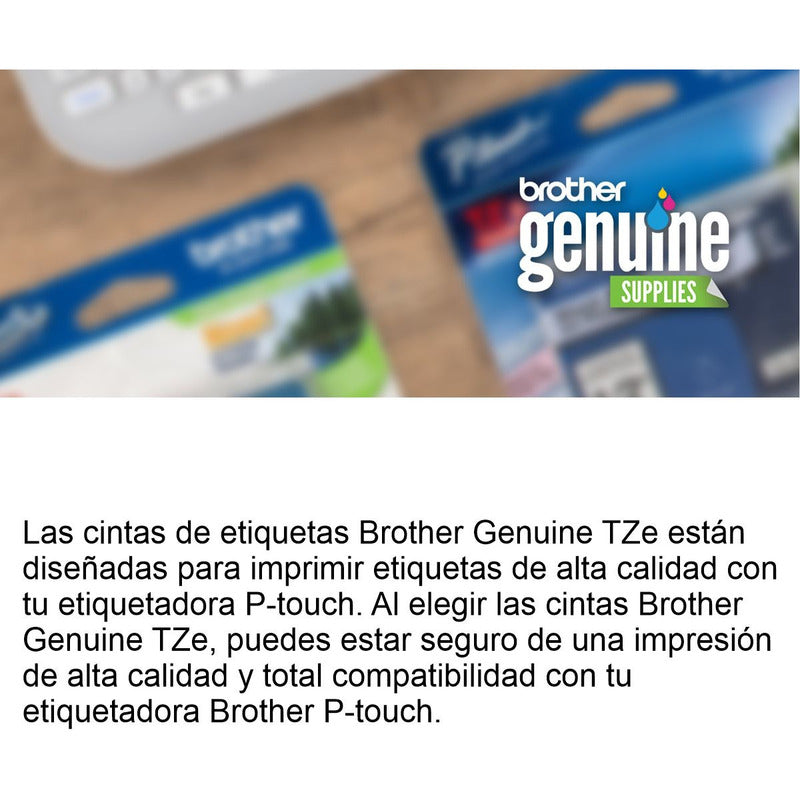 Cinta Laminada Brother Tze-231 Negro Sobre Blanco 12mm X 8mt
