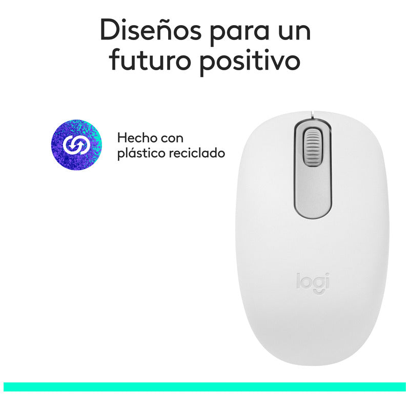 Mouse Inalámbrico Bluetooth Logitech M196 Diseño Ambidiestro Cómodo y Compacto - Blanco