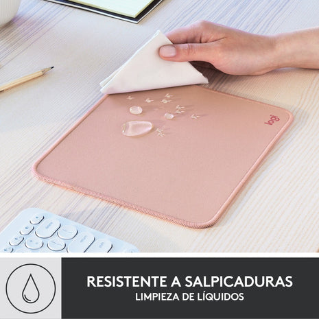 Mouse Pad Logitech Studio Series Superficie Suave Repelente Líquidos Base Goma 23x20cm - Rosa Oscuro
