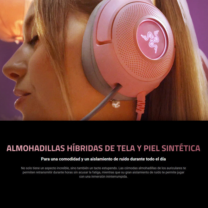 Diadema Gamer Inalámbrica Bt Razer Kraken Kitty V2, Rosa