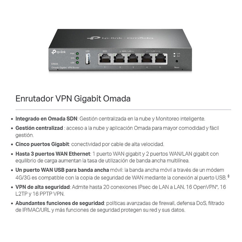 Router Vpn Multi-wan Gigabit Omada, Tp-link Er605