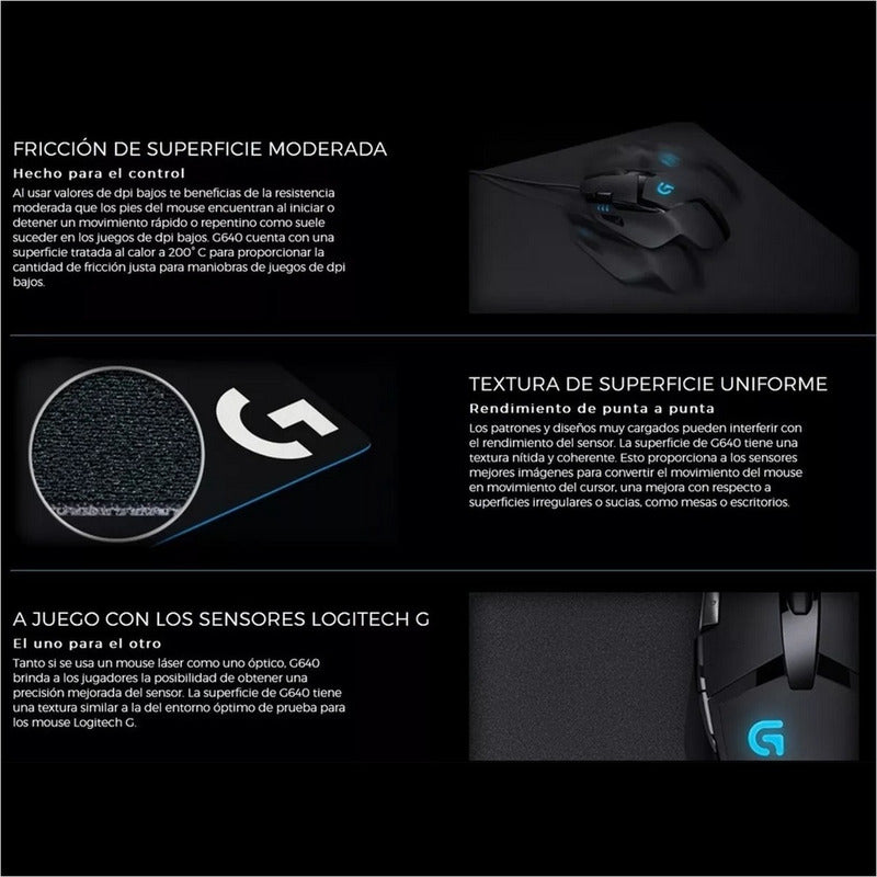 Pad Mouse Gamer Logitech G640, Superficie De Tela, 460x400mm
