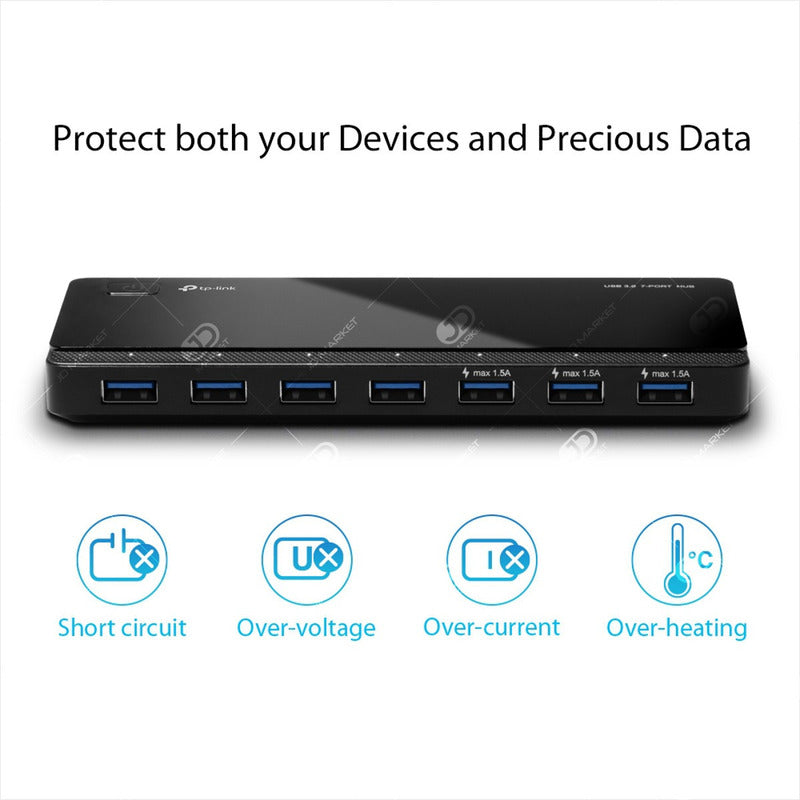 Hub De 7 Puertos Usb 3.0 / 3 De Carga 5v/1.5a, Tp-link Uh700